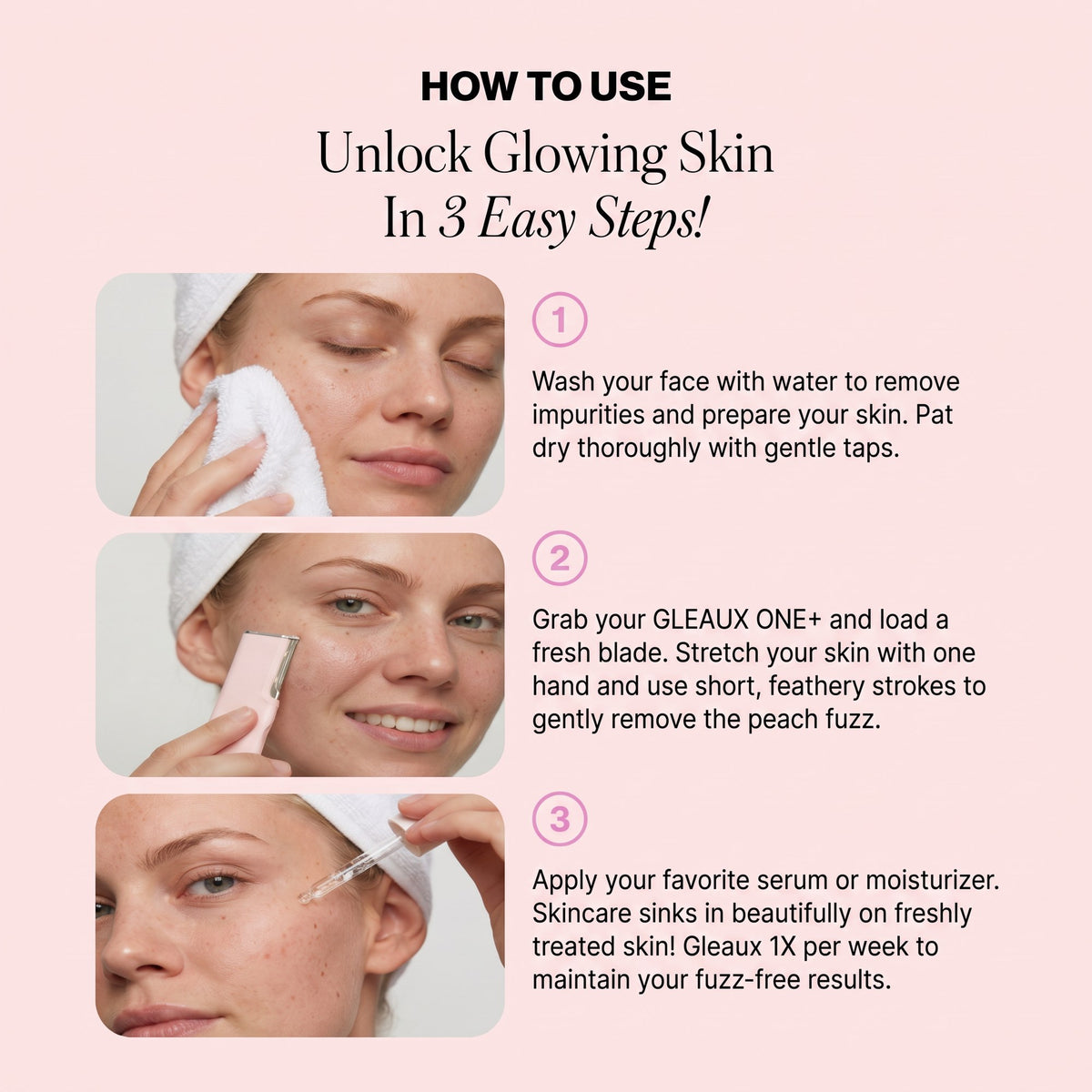How to use GLEAUX ONE+ in 3 easy steps