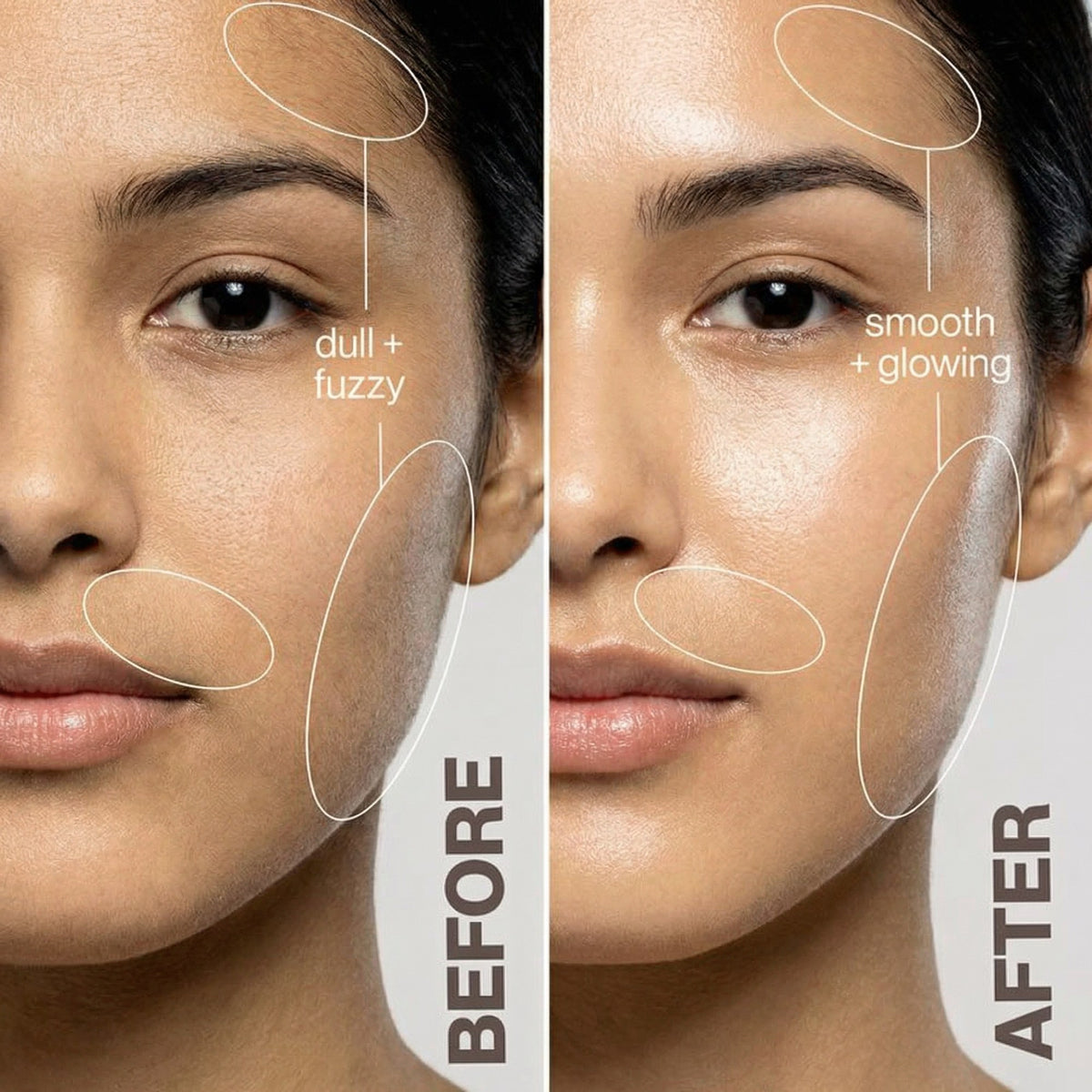 Before and after one GLEAUX ONE+ session